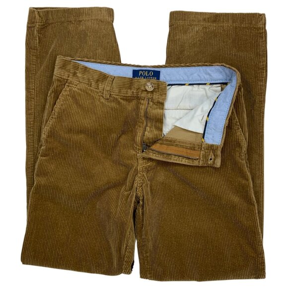 Polo Ralph Lauren Boys Corduroy Pant 14 Brown Flat Front Straight Leg Fall BTS - Picture 3 of 13